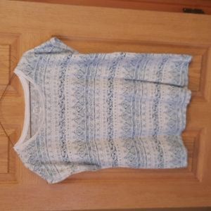 Blue and white cuffed cap sleeve t-shirt. 24/7 maurices.